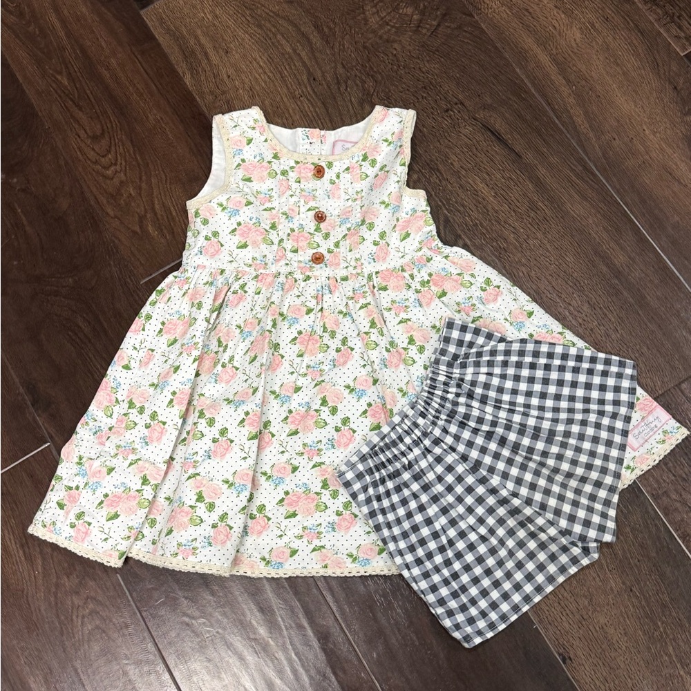 SweetHoney Floral and Checkered Kids Dress